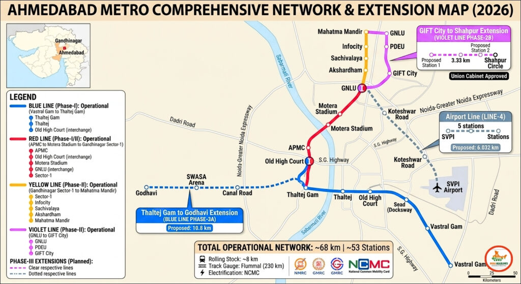 Ahmedabad metro extension map